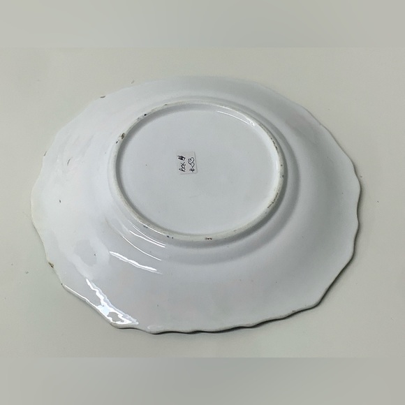 19th Century Vintage Gaudy Welsh Feather Pattern Square Scalloped Plate - Picture 6 of 15